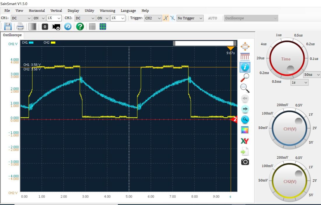 1K Ohm 1mF 3 stage ring oscillator