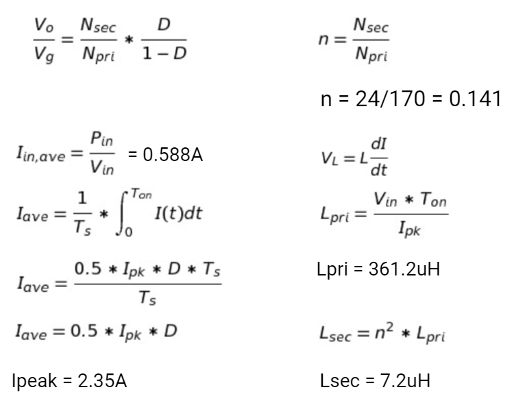 Transformer Calculations and Equations