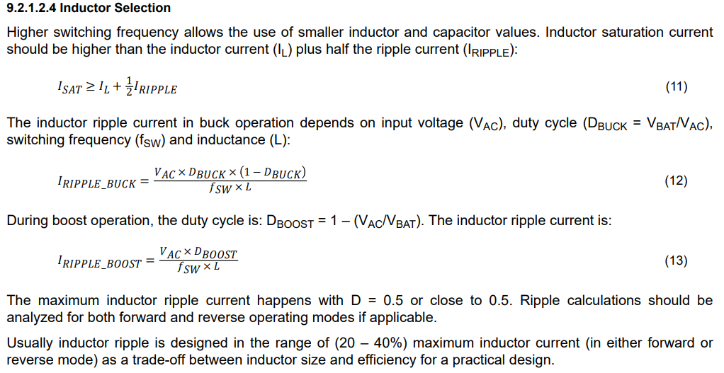 Inductor selection calculation
