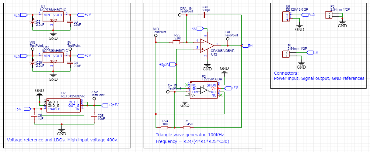 Schematic of 100kHz Triangle Wave Generator